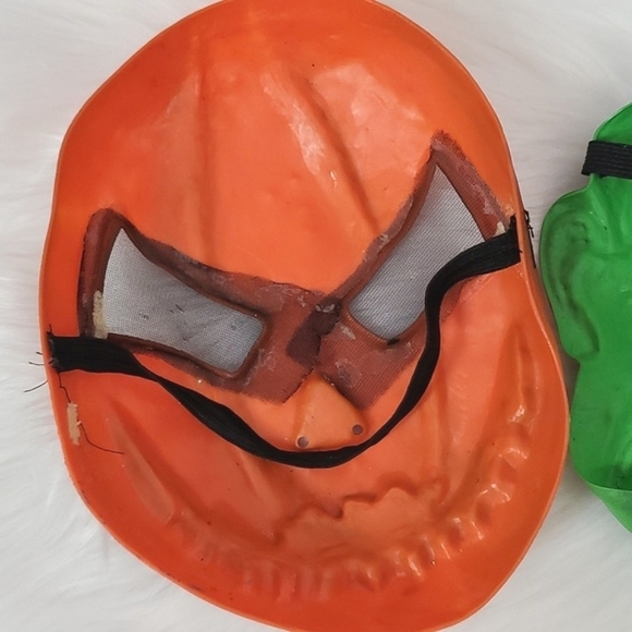 Vintage 90s Latex Halloween Masks Jack-o-lantern Pumpkin Frankenstein Monster 2 - Picture 7 of 15